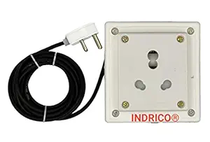 Extension Board with Long Wire for Heavy Appliances with1 Socket 15/16 Ampere Wire 2.5 mm 3 core Copper (White) (15 M)