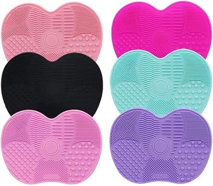 Pink Makeup Brush Cleaner Mat Make Up Cleaning Pad Cosmetic Cleaning Pad Scrubber Board Tool with Suction Cups Makeup Brushes Tools