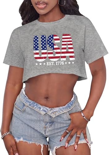 Image of Crop Tops for Women Oversized Short Sleeve T Shirts Crew Neck Cropped Tees