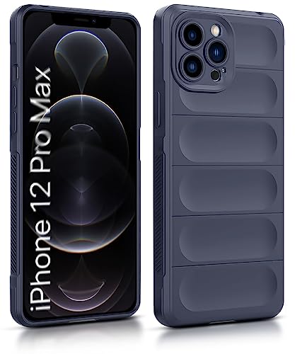 Image of WOW IMAGINE Ultimate Silicon Back Cover Case for Apple iPhone 12 Pro Max | Military Grade Drop Protection Shockproof Bumper | Anti-Slip Grip | Scratch Proof Micro-Fibre Cloth Inside (Deep Blue)