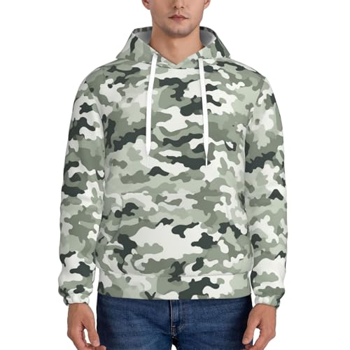 Men's Fleece Pullover Hoodie Long Sleeve Hooded White camouflage Sweatshirt Casual Shirts With Pockets 4X-Large2