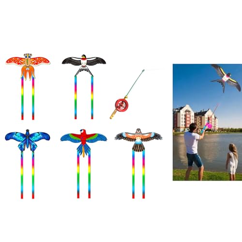 Zkbszn Dynamic Kites 3D Fishing Rod Line Kites Small Kites Easy Flying Toy Long Tail Kites Popular Beach Activity Parent-Kids Favor