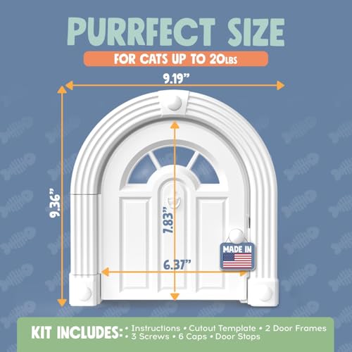 Purrfect Portal Meow Manor® Cat Door Interior Door - No-Flap, Fits Cats Up to 20 lbs, Easy DIY Setup, No Training Needed, White - Image 7