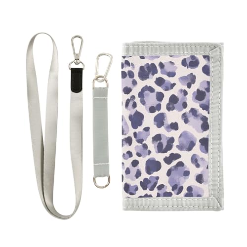 zyrtty Kids Wallets for Boys Girls Ages 4-18 Trifold, Leopard Print Purple Pattern Wallet with Zippered Coin Pocket and Card Holders, Novelty Wallet for Childrens Birthday Gifts