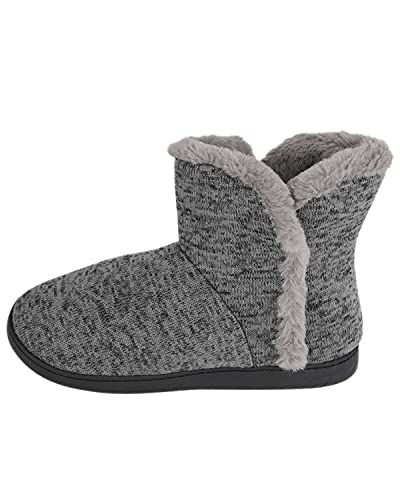Slipper Boots for Men Women, Mid Calf Knit Soft Plush Fleece Lined Booties for Indoor Outdoor Use2