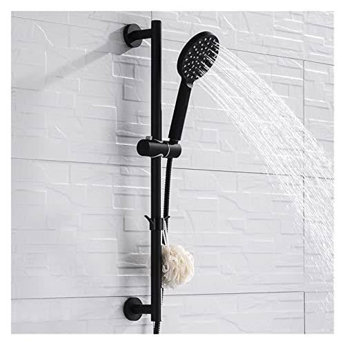 Pommeau de douche haute pression noir mat kit complet 3 jets avec barre réglable