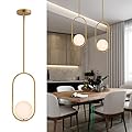 Bomluzo Modern Pendant Lighting Gold Hanging Light Fixture for Sloped Ceiling,Brass Pendant Lighting Fixture Pendant Chandelier Globe Pendant Light for Kitchen Island,Dinning Room Bedside Lighting