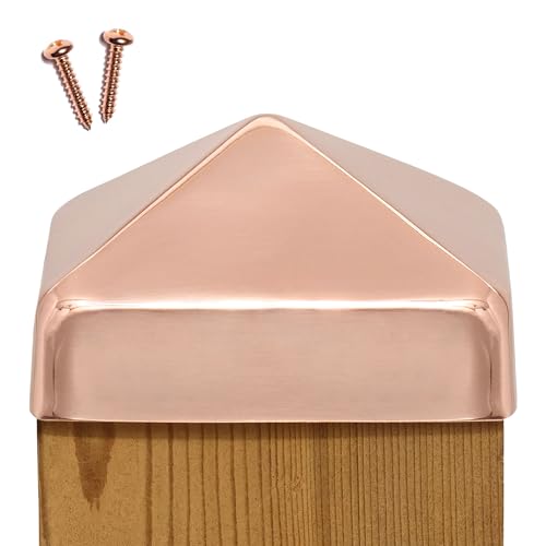 4x4 Copper Pyramid Post Cap - Extended Lip - Solid Copper - Will Patina Naturally (3-1/2 x 3-1/2)