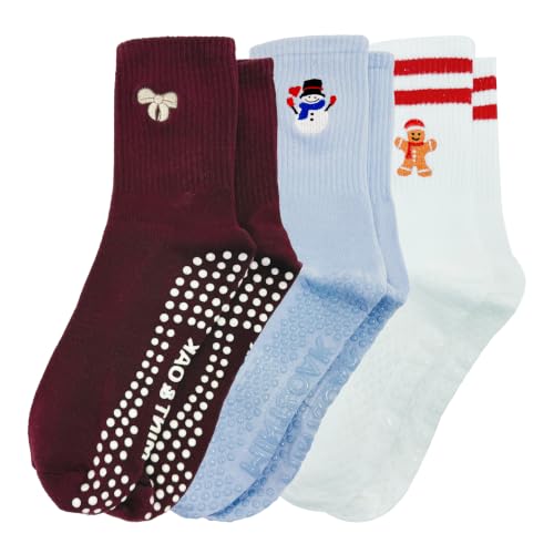 Image of Mint & Oak Pilates Socks with Grips for Women, Ankle Length Non-Slip Yoga Socks, Cotton Ideal For Yoga, Pilates, Gym, Workout, Cute Women's Gift
