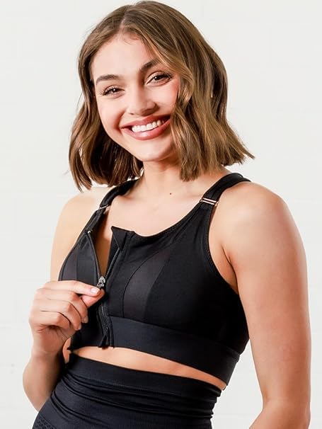 Image of Brachy Women's High-Impact Velcro Sports Bra: Adjustable, Front-Zip for Yoga, Gym & Workout