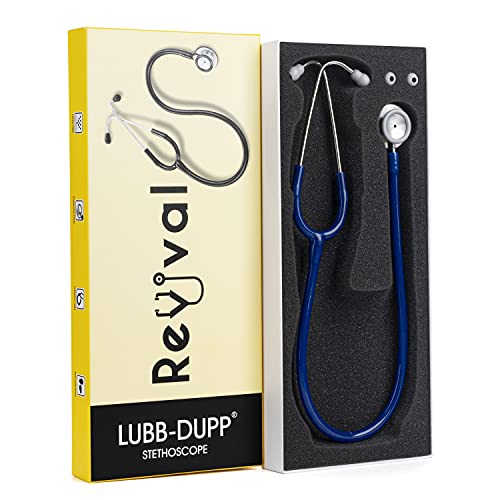 Revival Lubb-Dupp Stainless Steel Single Head Stethoscope,for Doctors, Nurses, EMT, Medical Students,Tunable Diaphragm for Medical and Non-Critical Care,Latex Free tubing. (Blue)