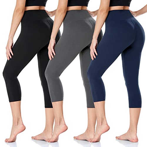 ACTINPUT Capri Leggings Damen 3/4 Caprihose High Waist Schwarz Sport...