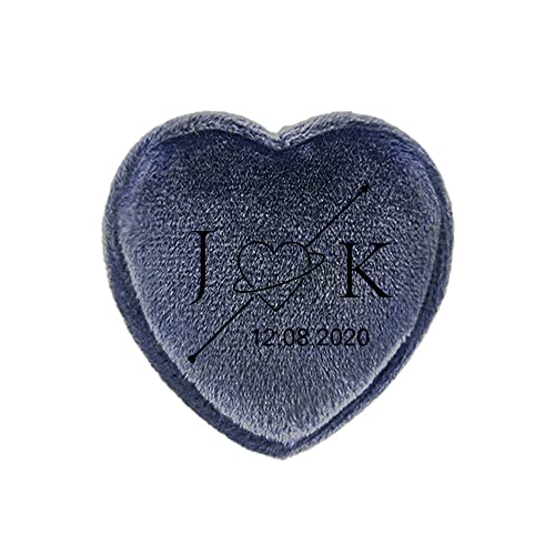 Caja de anillo de terciopelo personalizada para propuesta de boda Caja de portador de anillo de compromiso en forma de corazón personalizada para aniversario de ceremonia Cover