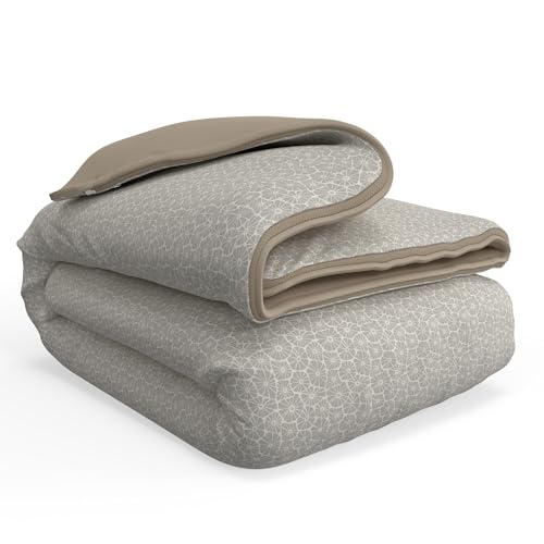 Image of QuickZip Duvet Cover with Zipper Closure - Ultra Soft Long-Staple 100% Cotton, Oeko-Tex Certified, Durable Interior Corner Ties, Corner Clips, Full /Queen, Reversible Bloom /Sand (Sateen)