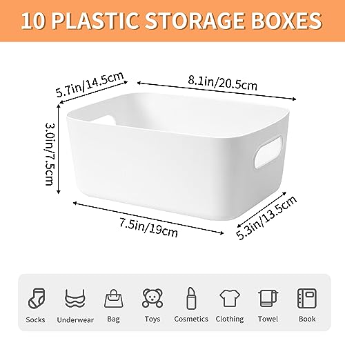 LYLIDIA Aufbewahrungsbox Kunststoff Klein 20 cm 10 Stück Aufbewahrungskorb mit Griffen Küchenschrank Organizer Box Körbe Aufbewahrung Kunststoffbox für Badezimmer Regal Kunststoffbox