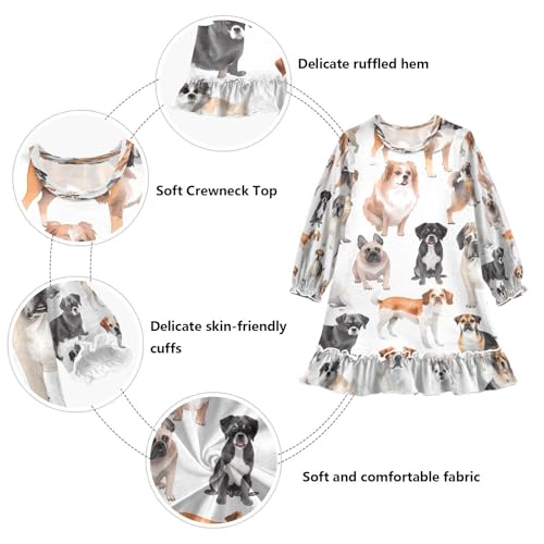 Nightgowns Sleepwear Lightweight Nightdress Soft Pajamas Dress Dog Breeds for 3-10 Years3