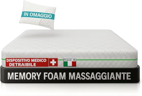 Francegaglia® Colchón Healthy Relax de 1600 muelles embolsados y Memory con banda 3D transpirable + almohada de copos de memoria – Altura 25 cm – Dispositivo médico deducible – 120 x 190 cm