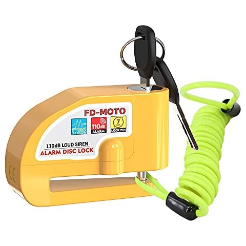 FD-MOTO 110dB Alarm Disc Brake Lock + Free Carry Pouch and 1.5M Reminder Cable Anti-Theft Motorcycle Motorbike Security Lock Cover