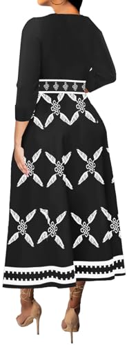 Image of VisiChenup African Print Dress for Women Casual Midi Dress