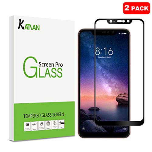 [2 Pack] Xiaomi Redmi Note 6 Pro Screen Protector, KATIAN HD Full Coverage Protector[Anti-Scratch] [No-Bubble], 9H Tempered Glass Screen Film Xiaomi Redmi Note 6 Pro [Black]