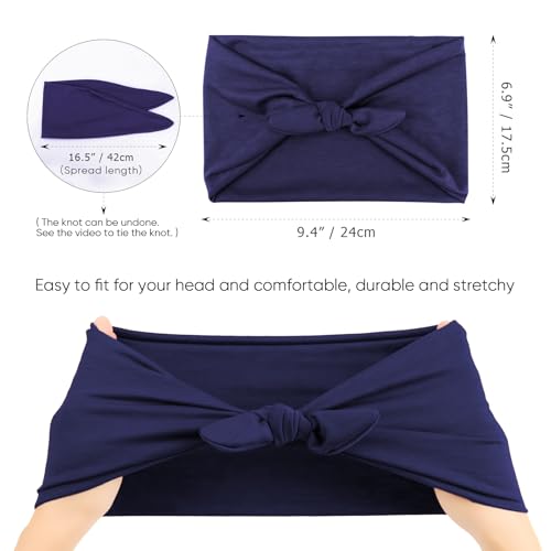 Image of DRESHOW 8 Pack Bow Headbands of Solid Color for Women's Hair Non Slip Wide Vintage Head Wraps Knotted Cute Hair Band Accessories