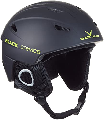 BLACK CREVICE Casco de esquí Kitzbühel I Casco de esquí de diseño Deportivo para Hombre y Mujer I Casco de esquí de policarbonato Transpirable I Talla Ajustable (S, Negro/Amarillo)