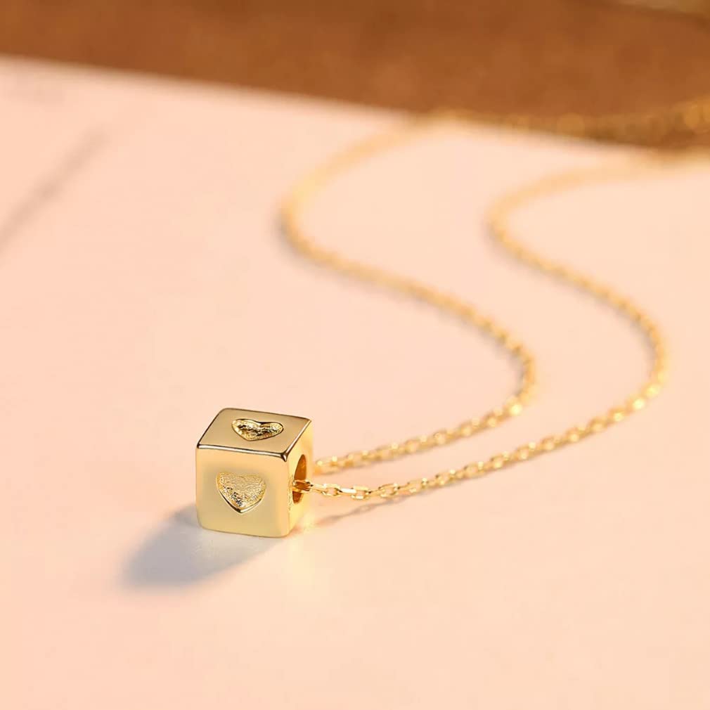 Cadena de eslabones, Collares con Colgante de corazón Cuadrado de Plata de Ley 925 para Mujer, joyería, Collares, Regalo de Amor