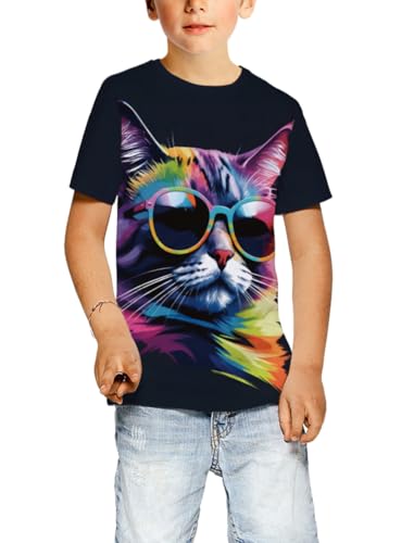 Image of Ainuno Graphic Tees for Boys Girls Kids 7-14Y, Summer Short Sleeve T Shirt Cool 3D Print
