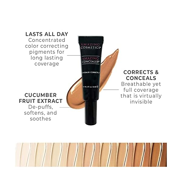 AmazingCosmetics Amazing Concealer, multipurpose full coverage concealer 0.2 Oz, Light Golden