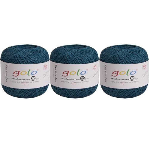 Image of golo 3 Balls Crochet Thread Size 20 Embroidery Thread Crochet Yarn for Hand 633