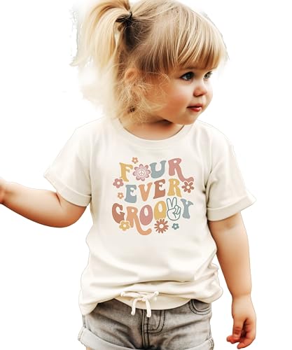 Four Ever Groovy Daisy Adorable 4th Birthday Shirt for Baby Toddler Girl Fourth Birthday Outfit3