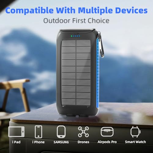 Image of Solar Charger Power Bank 49800mAh - Portable Fast Charging Power Bank with Type-C & Dual USB Ports, Compatible with iPhone, Samsung & More, Waterproof Solar Panel for Camping, Hiking, and Outdoor Use