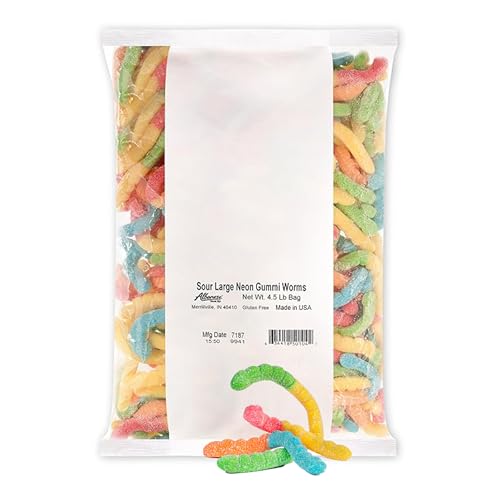 Albanese Candy, Sour Large Neon Gummi Worms, 4.5-pound Bag
