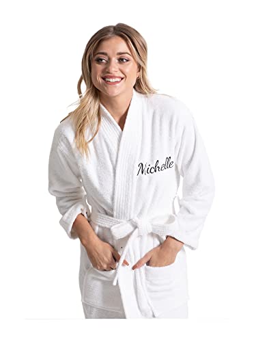 Image of Turkuoise Soft & Absorbent Towel Robe, 100% Cotton Turkish Terry Cloth Kimono Bathrobes for Women