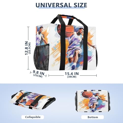 Nander Basketball Player Foldable Tote Bag Waterproof Sandproof Women Beach Bag Handbag Gym Bag Travel Shopping Bag2