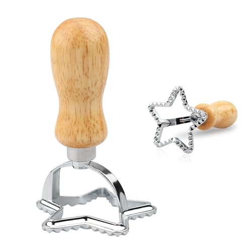 TAXTYHRE Ravioli Ausstecher, Ravioli Ausstecher Former mit Holzgriff, Geriffelten Rand, Edelstahl, Multifunktional Nudelschneider, für Weihnachten Pasta Knödel Keks (Stern) TAXTYHRE Ravioli Ausstecher, Ravioli Ausstecher Former mit Holzgriff, Geriffelten Rand, Edelstahl, Multifunktional Nudelschneider, für Weihnachten Pasta Knödel Keks (Stern)