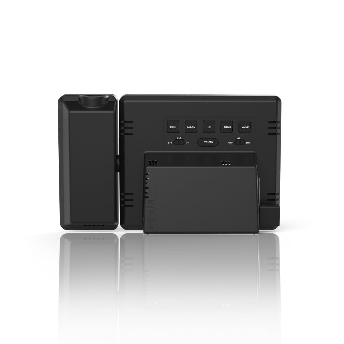 Hama Réveil à Projection 'Plus Charge' (Projection de l'heure sur Le Plafond, pivotable 360°, Radio piloté DCF, Thermomètre, Hygromètre, Port USB de Charge) Noir