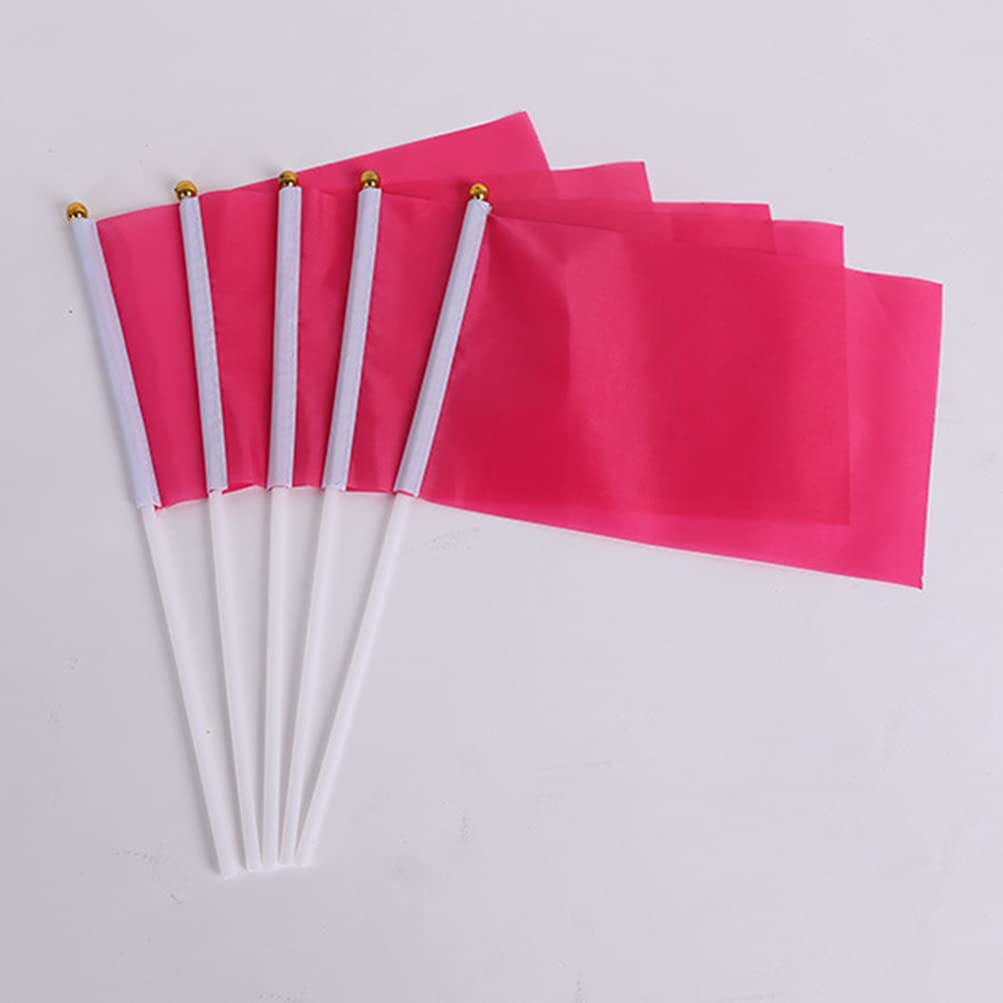 BESPORTBLE 100pezzi Bandiere Quadrata Portatili in Poliestere Bandiere Sventolante Mano Per Feste e Celebrazioni Striscione Per Feste Rosa Chiaro