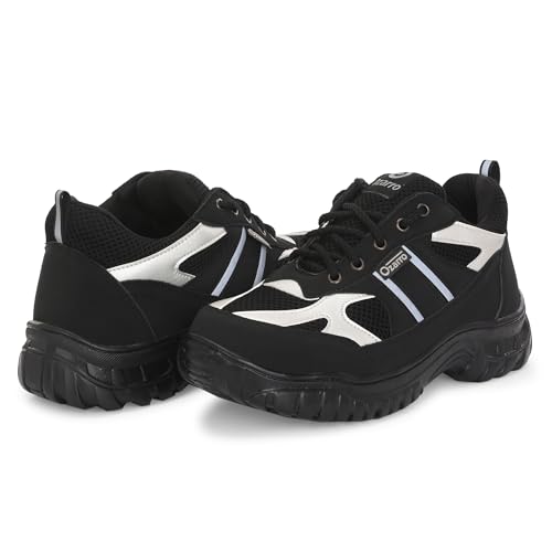 Image of Ozarro Black Genuine Leather Steel Toe Safety Shoe for Mens (S4452)