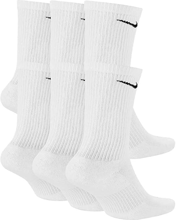 Nike Crew Socks (6 Pair) (US, Alpha, Medium, Regular, Regular, Dri-Fit White)
