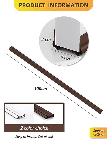Vastaia Tochtstopper voor deuren, 2 stuks, 100 cm, geschikt voor 3-5 cm dikte, maximale openingenvulling 2,5 cm, kan vrij worden gesneden, snel en eenvoudig aan te brengen, als geluidsisolatie, - Image 3