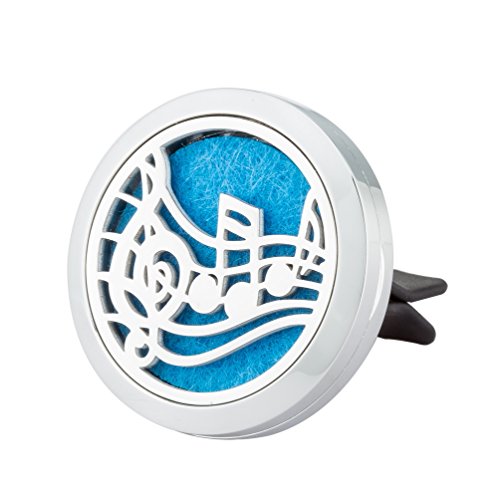 GelConnie Aromatherapy Diffuser Vent Clip Music Note Car Air Freshener Fragrance Stainless Steel Essential Oil Diffuser Locket Motion Sickness & Promote Calm Driving CZFL102-1