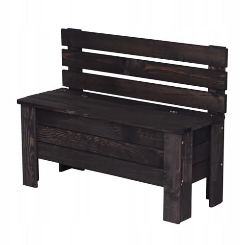 STOLMAK Arcón de Jardín 111 L Madera Maciza de Pino 71x54x29 cm Negro Caja de Almacenaje para Cojines Baúl Terraza Muebles de Jardín Resistente