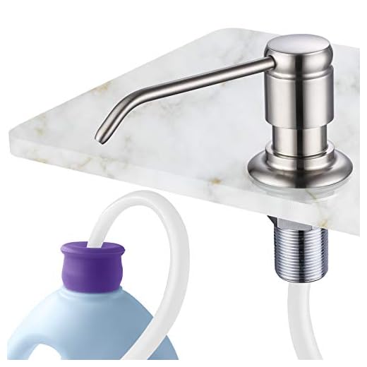 GAGALIFE Soap Dispenser for Kitchen Sink (Brushed Nickel) and Extension Tube Kit, Complete Brass Head, 40" Silicone Tube Connect to The Soap Bottle Directly, Say Goodbye to Frequent Refills