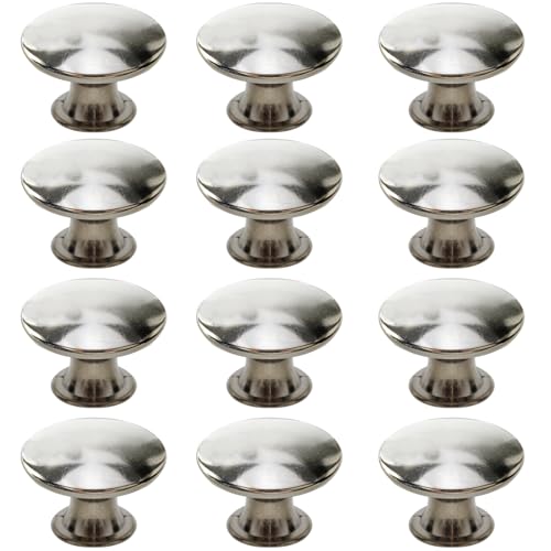 Mokife 12 Boutons de Placard Cuisine, Rond Poignée de Tiroir Vintage, Petits Metal Boutons de Porte Meubles Salle de Bain 30x21mm, Argent