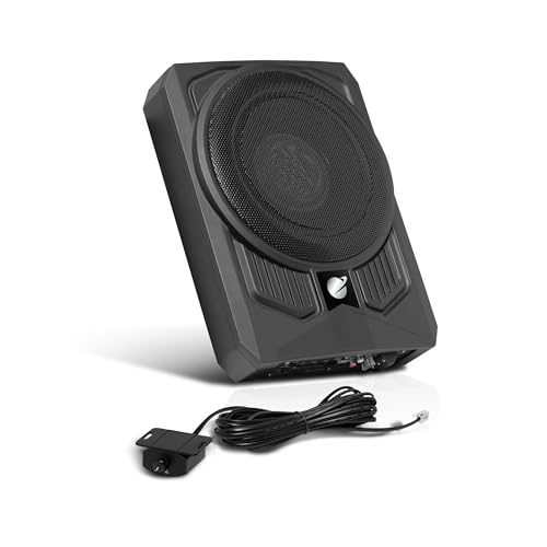 Planet Audio P10AW 10 Inch Powered Under Seat Car Subwoofer - 1000 Watts Max, Single 4 Ohm Voice Coil, Built-in Amp Package, Remote Subwoofer Control