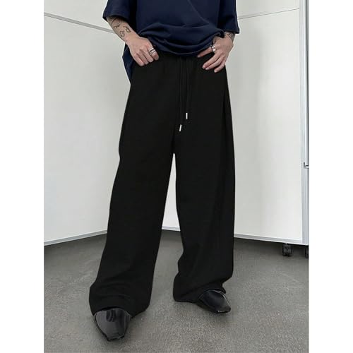 Mens Baggy Sweatpants Wide Leg Relaxed Fit Big and Tall Sweat Pants with Pockets Lounge Fleece Pants Open Bottom Trousers2
