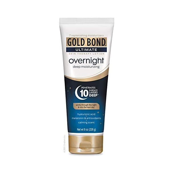 Gold Bond Overnight Deep Moisturizing Lotion, 8 oz., Skin Therapy Lotion With Calming Scent