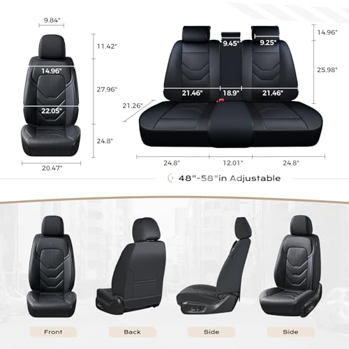 Image of Coverado Front Seat Cover, 2 PCS Black Seat Cover for Cars, Leather Car Seat Cover, Waterproof Car Seat Protector, Automotive Seat Cover, Universal Car Seat Cushion Fit for Most Sedan SUV Truck