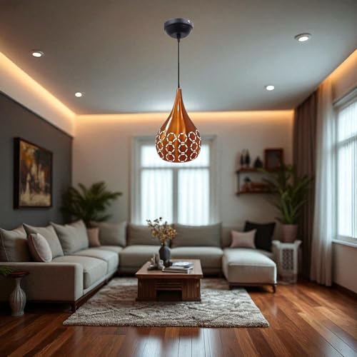 Image of GreyWings Modern OrangeDome Laser Cut Hanging Pendant Light for Ceiling - Aluminium, Drop, Antique Decor,(Bulb is not Included) Big Pack of 3